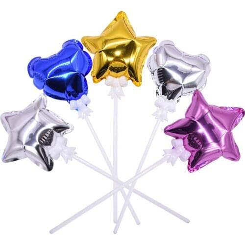 2/5pcs Heart Love Star Shape Foil Balloons Cupcake Topper Happy Birthday Baby Shower Supplies For Wedding Party Cake Decorations