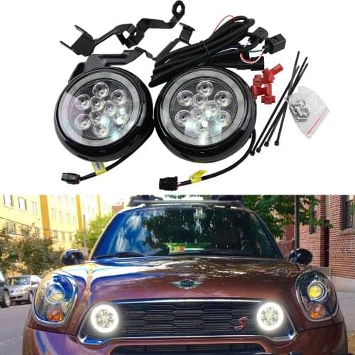 Super Bright One Set Mini Rally Driving DRL Angel Eyes Fog Light For R55 Clubman R56 Hatch R57 R58 Coupe R60 Countryman R61 F56