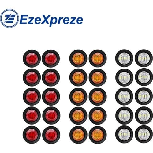 2pcs Waterproof Side Marker Indicators LED 12V Bullet Lamp Mini Light 3/4"for Truck Bus Trailer Caravan Boat Motocycle 12V