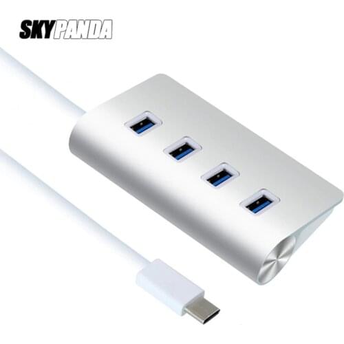 Type-C Aluminum Alloy 4-Port USB3.0 HUB 5Gbps Splitter USB C HUB OTG Adapter For Redmi Huawei GALAXY Phones Mac iMac