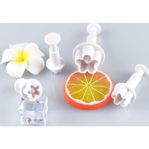 4Pcs/Set Plum Blossom Flower Plunger Fondant Cutter Sugarcraft Cake Decorating Tools DIY Cookie Stamper Baking Accessories