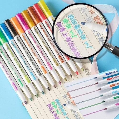 8/1 Colors Double Line Pen Highlighter Art Markers Stationery Pens for Drawing Art Painting Doodling School Supplies