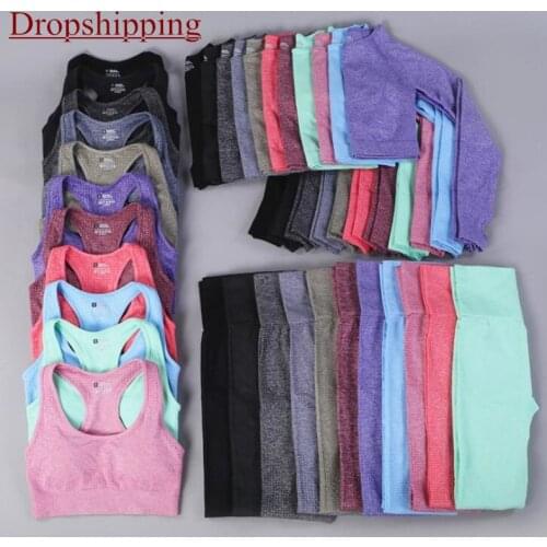 7 Color Seamless Women Tracksuit Shorts Suits Yoga Set Sport Workout Gym Set Women Clothing Fitness Outfits High Waist Leggings