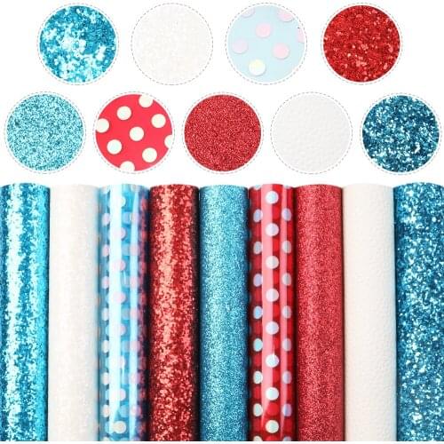 David accessories 9Pieces/set 20*33cm July 4th Synthetic Leather Patchwork Hair Bow Handbag Shoes DIY,1Yc10687