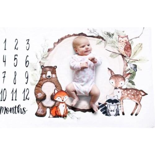Baby Monthly Record Growth Milestone Blanket Swaddle Wrap Photography Prop Cloth T3LA