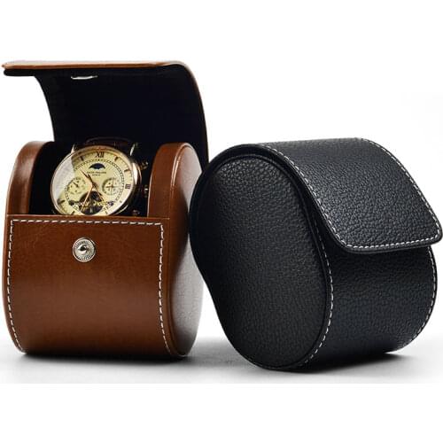 Oirlv Black / Brown Watch Display Stand High-Grade PU Leather Material Portable Jewelry Watch Storage Bag