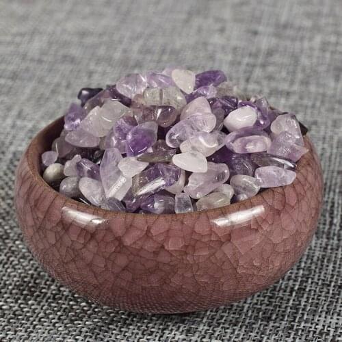 Extra 10g Free 100g Natural crushed stone Amethyst Gemstone Mineral chip bead Tumbled stone Home Fountain Decor Healing Reiki