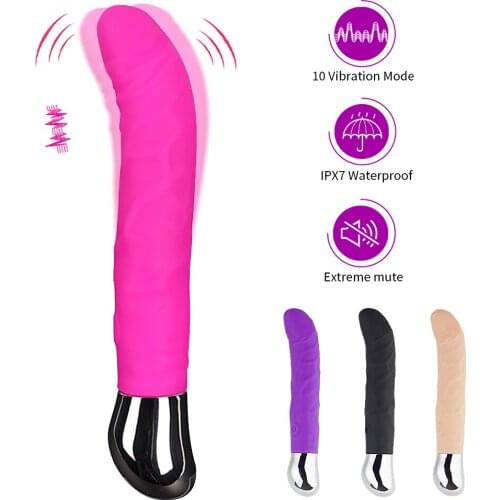 Dildo Vibrator For Woman G-Spot Clitoris Stimulator For Lesbian Gay Adult Erotic Sex Toy 10 Speeds USB Charging Dildo Vibrator