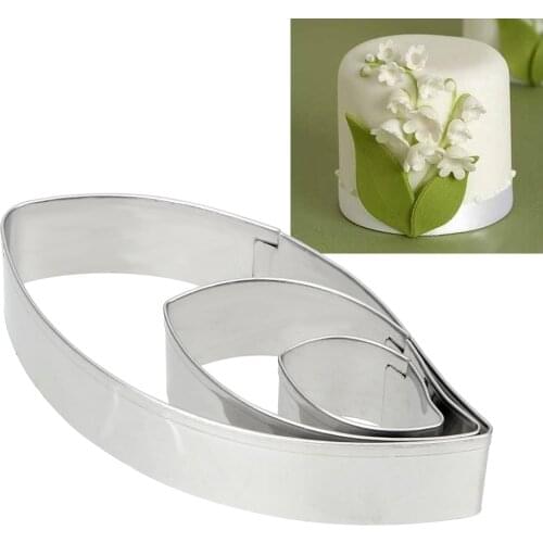 Fondant Cake Baking Mold Biscuit Cookie Cutter Leaf Shape Cookie Mold Stainless Steel Cake Decorating Tool 3pcs/set