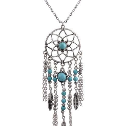 K-pop dream catcher necklace female ethnic style set chain tassel feather bohemian fashion jewelry temperament necklace