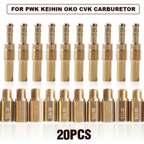 20PCS Carburetor Main Jet Nozzle kit And Slow/Pilot Jet For PWK Keihin OKO CVK Carburetor Repair Tool parts Replacement