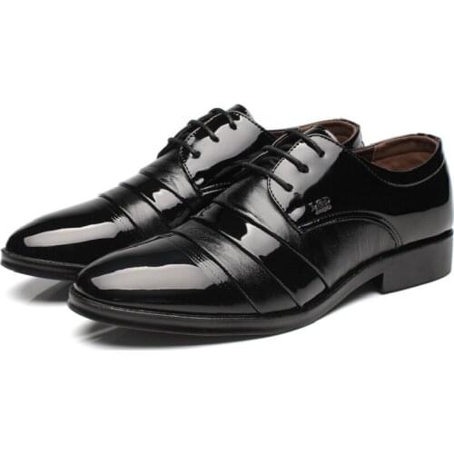 Brown Dress Wedding Shoes Men Formal Italian Patent Leather Shoes for Men Coiffeur Elegant Shoes Men Classic Zapatos Hombre Bona