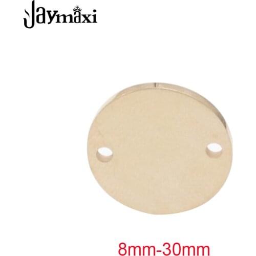Jaymaxi 8mm-30mm Round Tag Connector Mirror Polished Stainless Steel Rose Gold Color DIY Jewelry Material 20Pieces/lot