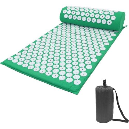 Massage Cushion Yoga Acupressure Mat and Pillow Set Neck Back Foot Massager Pain Stress Relief Acupuncture Massage Pad