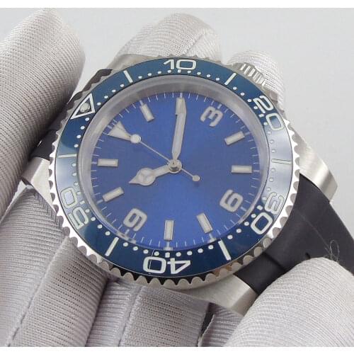 Fashion 40mm Sterile Dial Sapphire Glass Automatic Mens Watch Luminous Bezel SS Strap Miyota Movement Wristwatch