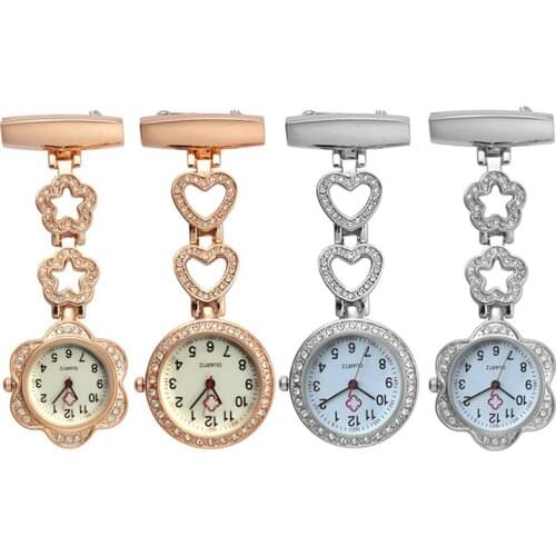 Fashion Women Pocket Watch Clip-on Heart/Five-pointed Star Pendant Hang Quartz Clock For Medical Doctor Nurse Watches LX