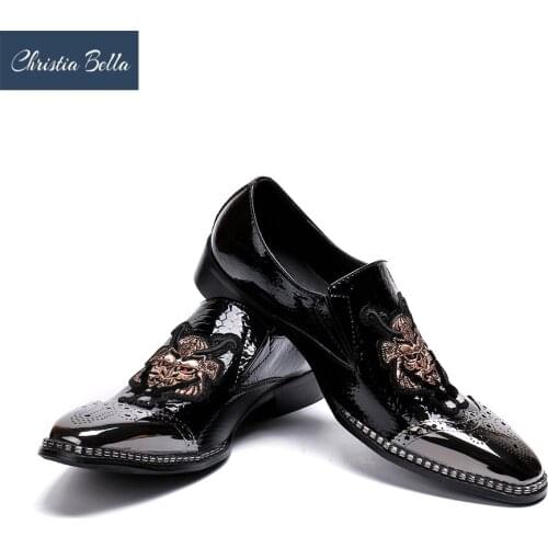 Christia Bella Handmade Male Dress Shoes Brand Fashion Luxury Designer Wedding Party Dress Leisure Genuine Leather Mens Loafers