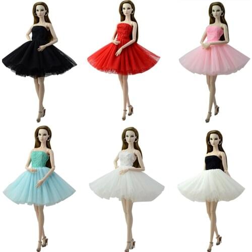 NK 2 Pcs/Set Princess Short Skirt Cute Dancing Costume Ballet Dress For Barbie Doll Fashion Design Outfit Best Gift Randomly