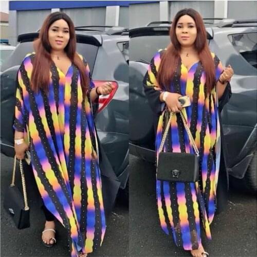 2020 New Length 145 cm Muslim Dress Abaya Dubai African Clothes Colorful Print Party Dresses Abaya Women Long Maxi dress