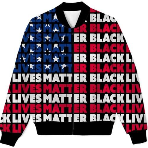 REAL American SIZE ALL BLACK LIVES MATTER Sublimation print Zipper Up Jacket plus size 4XL 5XL 6XL