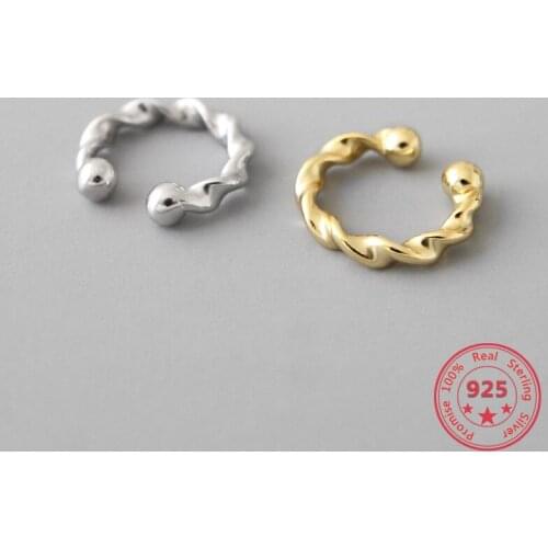 BITWBI Charm 925 Sterling Silver Ear Cuff Korean Fashion Twist S925 Silver Clip on Earrings Without Piercing Fine Jewelry