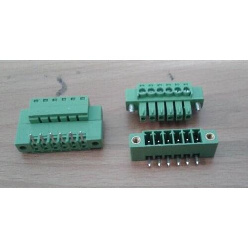 With Embossmen Angle 6pin/way Pitch 3.5mm Screw Terminal Block Connector Green Color Pluggable Type with angle pin