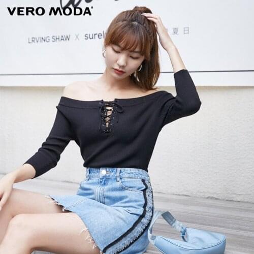 Vero Moda Off Shoulder Single Button Knit Sweater | 319324506