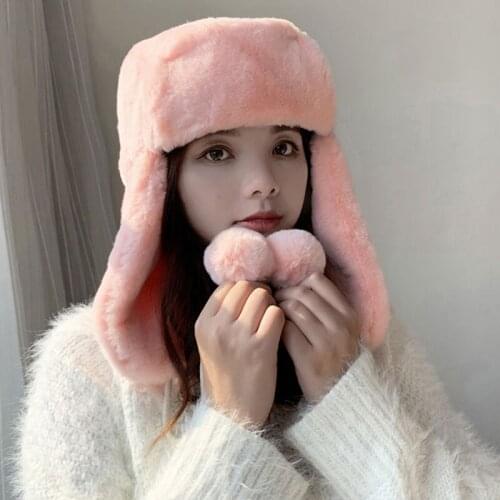 Winter Men helmet cap Women Warm Thickened Plush helmet Hats Trapper Hat Cute Cat Ears Outdoor Thermal Snow Ski Windproof Hat