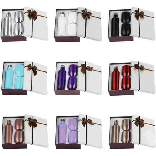 1pcs-12pcs Wine Tumbler Bottle Set Vacuum Insulated Wine Bottle 500ml & Two Wine Tumbler Stainless Steel Travel Wine Glasses Cup