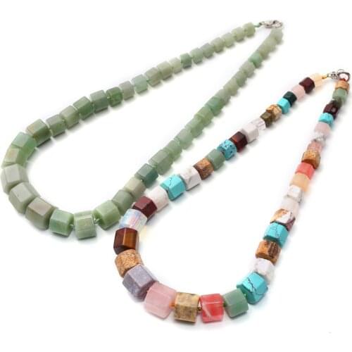 1PC Fashion Bohemian Tribal Jewelry long Knotted Nuts Hexahedral Green Aventurine Natural Stone Beads Necklace Free Shipping