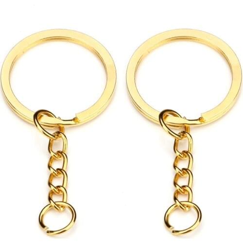 10 pcs/lot Key Ring Key Chain Gold Rhodium Antique Bronze 60mm Long Round Split Keychain Keyrings Jewelry Making Bulk Wholesale