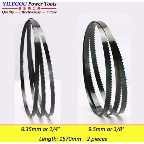2 Pieces 9" 1570mm Band Saw Blades. 1570 x (3, 6.35, 9.5mm) With 6/14Tpi Wood Saw Blade Cutting Curve. Width 1/8", 1/4", 3/8"