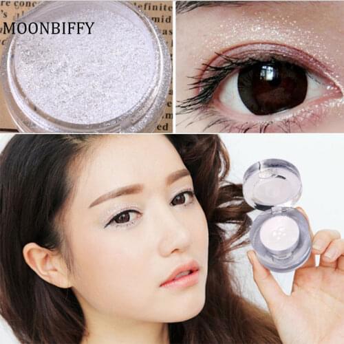 2 In 1 White Eye Shadow Powder Eye Make Up Face Brighten Highlighter Shining Shimmer Powder Pigment Single Color Eyeshadow