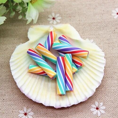 20PCS 3D Cute Rainbow Color Clay Strip Bar DIY Embellishment Scrapbooking Accessories Decorative Craft Making,6*25