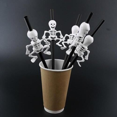 2020 5Pcs Halloween Straw with Skull Pumpkin Decoration Drinking Straw Decorative Party Straw for Home Bar KTV Halloween Party