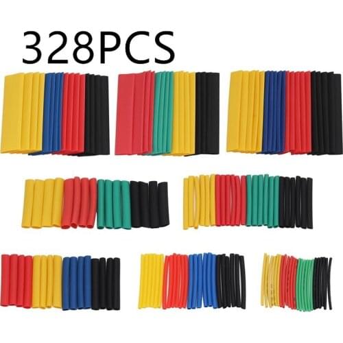 328pcs Set Polyolefin Shrinking Assorted Heat Shrink Tube Wire Cable Insulated Sleeving Tubing Set