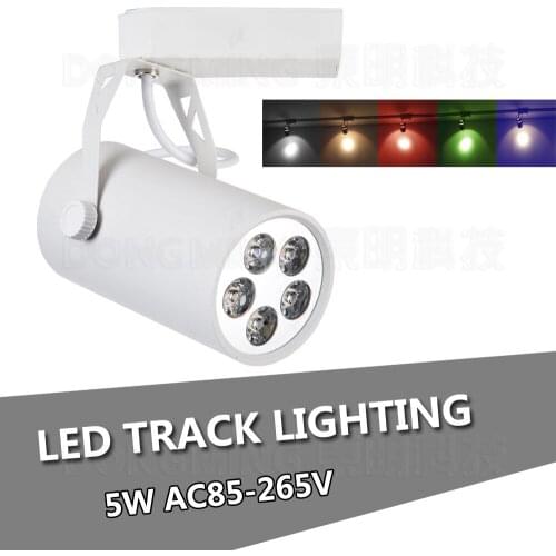 4pcs/lot 5w track light led spotlight White/Black 500LM 110V 220V aluminum rail led track lamp shop home decoration