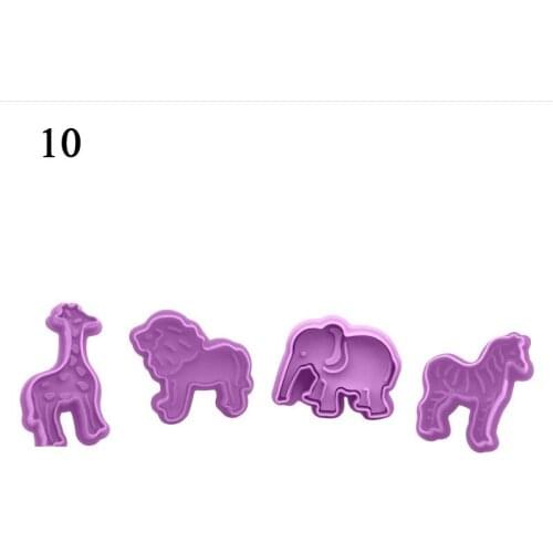 4pcs Cartoons Biscuit Mold 3D Cookie Plunger Cutter Pastry Decorating DIY Food Fondant Baking Mold Tool Christmas Tree Snowman