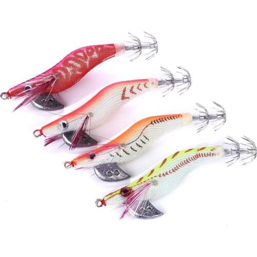4Pcs Squid Jigs Lure 8cm 7g 2.0# Squid Hooks Fishing Artificial Jigs Octopus Cuttlefish Shrimp Fishing Lure