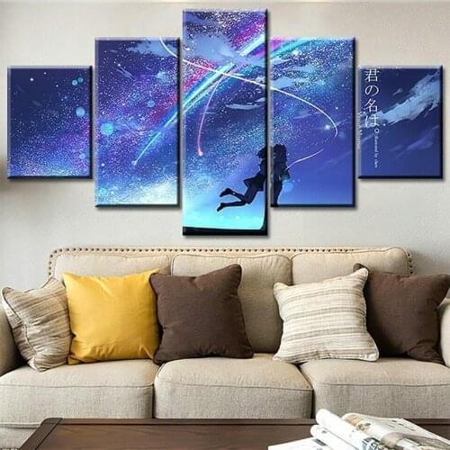5 Piece Wall Art Canvas Anime Manga Your Name Pictures Figure Decoration Posters And Prints Home Modern Paintings