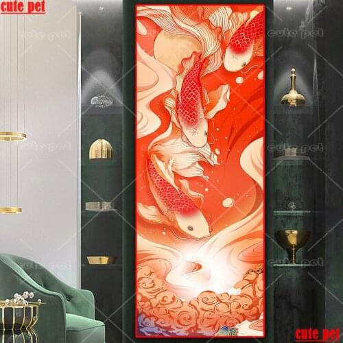 Full Square Round Drill fish 5D DIY Diamond Painting " Cloud koi " Embroidery handicraft Cross Stitch rhinestone 3D large Decor