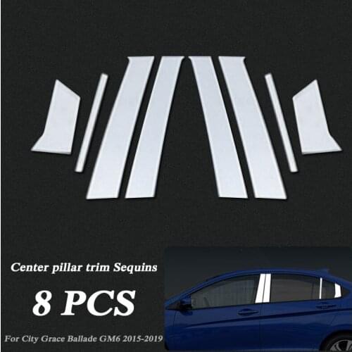 Car-styling Full Window Trim For Honda City Grace Ballade GM6 2015-2019 Car Window Center Pillar Sequin Sticker Auto Accessory