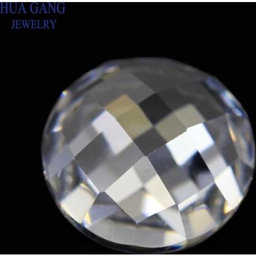 White Cubic Zirconia Stone Round Shape Flat Bottom Checkerboard Cut Loose CZ Stone Synthetic Gems For Jewelry 3~10mm
