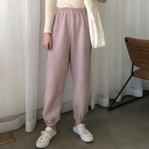 Winter Warm Pants Women New Casual Long Pants Slim High-Elastic Waist Velvet Thick Solid Color Pants Female Warm Sports Pants