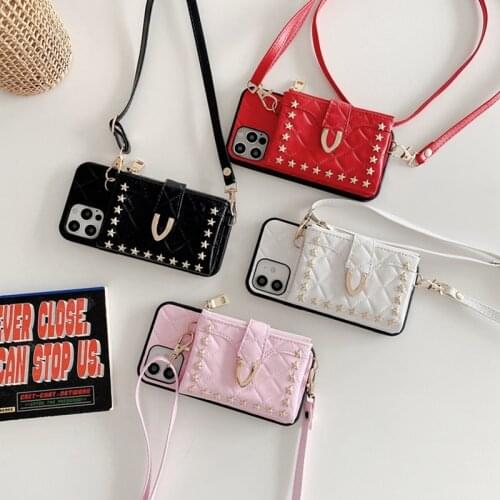 Luxury Leather Card Slot Lanyard Crossbody Wallet Phone Case For iPhone 12 MINI 11 Pro XS MAX XR X 7 8 Plus Shoulder Strap Cover