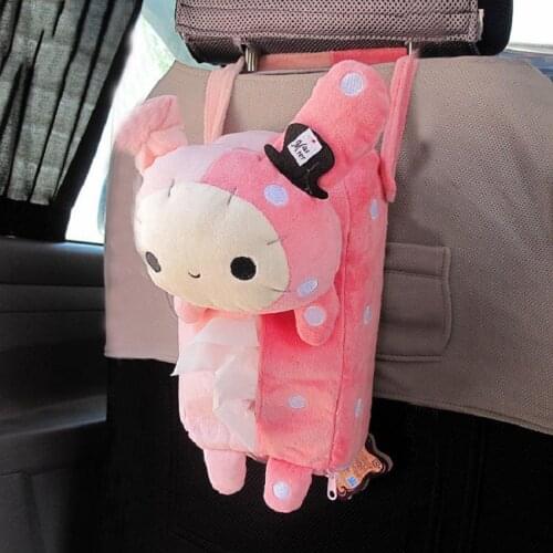 CHIZIYO Cartoon Car Tissue Paper Box Lovely Plush Toys Panda Bunny Little Rilakkuma Relax Bear Seat Back Tissue Paper Box