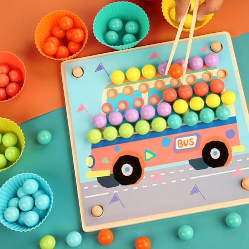 1 Set Puzzle Kids Wood Beads Game Go Games Preschool Toddler Toys Boy Girl