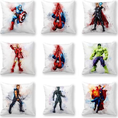 Disney Cartoon Marvel Heroes Boys Cushion Cover Home Decoration Fairy Tale Cushion Cover Pillowcase 45X45CM