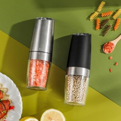 Electric Salt And Pepper Grinder Stainless Steel Pepper And Salt Mill With Blue LED Light Automatic Pepper Mill Cooking Tools