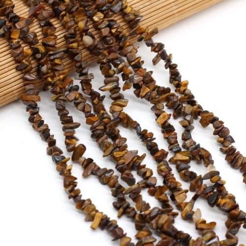 Natural Irregular Tiger Eye Stone Freeform Chips Gravel Bead For Jewelry Making DIY Bracelet Necklace Size 3x5-4x6mm Length 40cm